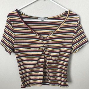 Urban Outfitters 70s Striped Short Sleeve Top
